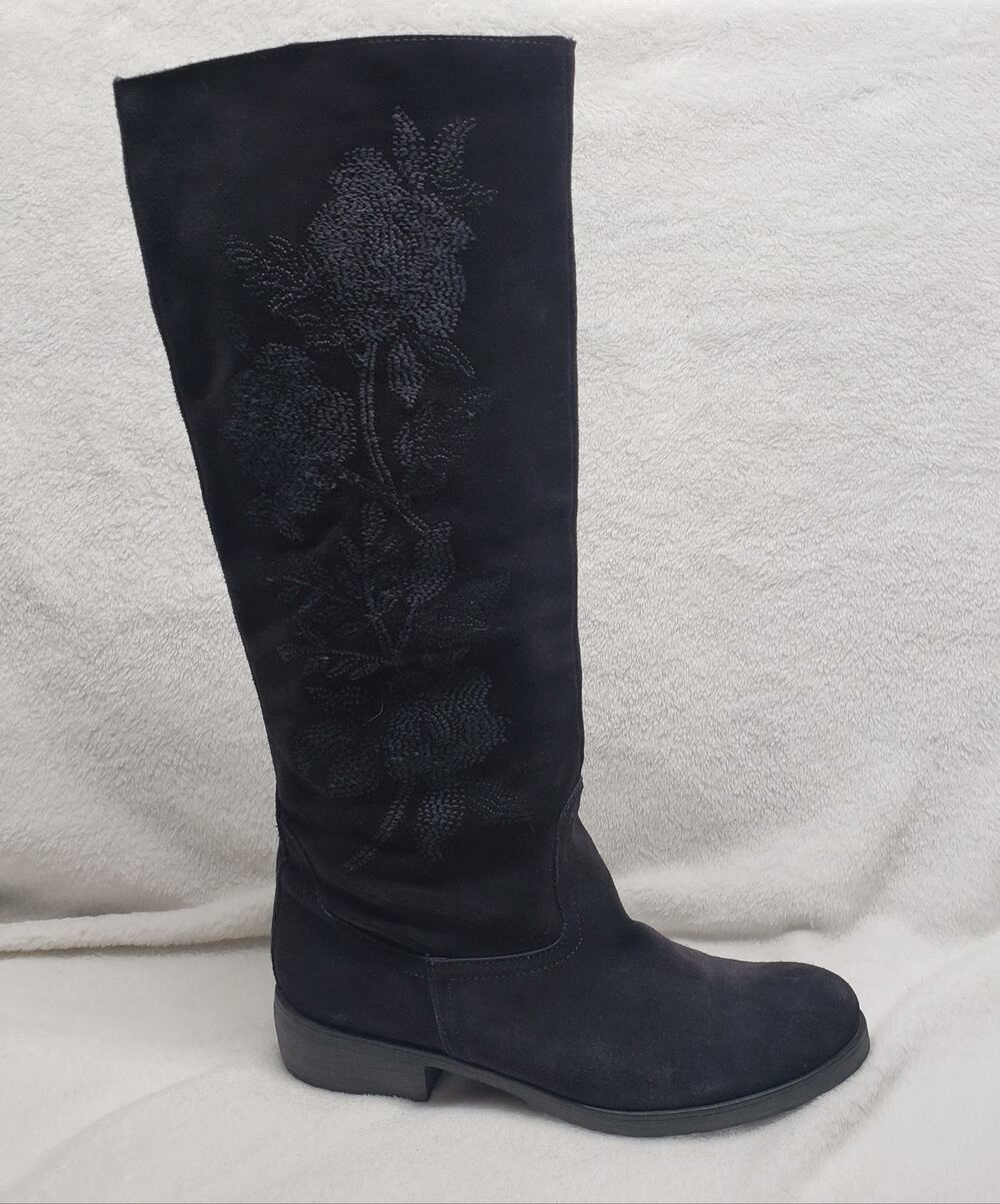 Sundance Spirit Blossom Suede Knee High Boots 39 US 8.5 Western Boho Embroidered